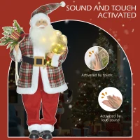 HOMCOM Life Size Singing and Dancing Santa Claus, Standing Animated Santa Claus with Posable Arms, Sack, Sound Activated(m-4)