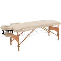 HOMCOM Height Adjustable Professional Salon Spa Facial Couch Bed, Portable Folding Massage Table, Beige(m-9)