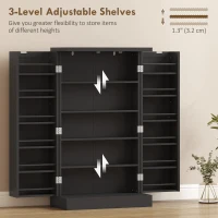 HOMCOM Freestanding Kitchen Pantry Storage Cabinet Kitchen Cabinet with 5-Tier Shelf 12 Spice Racks Adjustable Shelves Black(m-6)