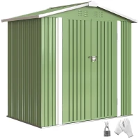 Outsunny 6.5' x 4'  Outdoor Storage Shed, Metal Garden Shed with Lockable Double Doors, 4 Vents, Light Green(m-9)