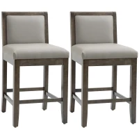 HOMCOM Counter Height Bar Stools Set of 2, Bar Chairs with Wood Legs, Grey(m-1)