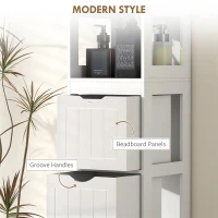 HOMCOM Narrow Bathroom Storage Cabinet, Bathroom Cabinet with 3 Drawers & 2 Open Shelves, Slim Bathroom Floor Cabinet, White(m-5)