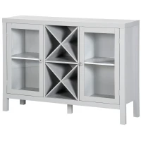 HOMCOM Sideboard Buffet Cabinet with Removable Wine Rack, Tempered Glass Door and Adjustable Shelves, Coffee Bar Cabinet for Living Room, Kitchen, Entryway, Gray(m-15)