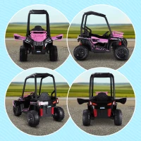 Aosom 12V Kids UTV with Music, Lights, MP3/USB, Suspension System & Remote Control, Pink(m-8)