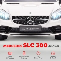 Aosom Mercedes SLC 300 Licensed 12V Ride On Car for Kids with Remote Control, 2 Speeds, Battery Powered Kids Electric Car with Music, Lights, Suspension for 3-6 Years Old, White(m-4)