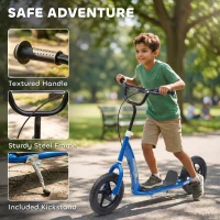 HOMCOM Adjustable Kids Pro Stunt Scooter Children Street Bike Bicycle Ride On with 12” Tire (Blue)(m-6)