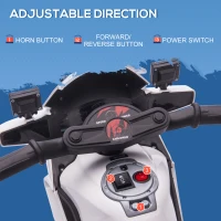 Aosom 6V Kids Motorcycle Police Electric Ride-On Dirt Bike Off-road Street Bike Battery Powered Rechargeable Horn Headlights Training Wheels Realistic Sounds for Girls and Boys 18 - 36 months White(m-9)