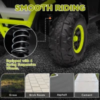 Qaba 12V Kids ATV, 4 Wheeler Quad with 4 Spring Suspension Wheels, LED Lights, Music USB, Green(m-4)
