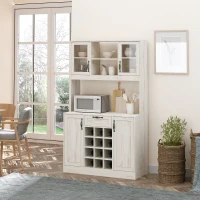 HOMCOM Kitchen Buffet with Hutch, Kitchen Pantry with Drawer and Wine Rack, White(m-2)