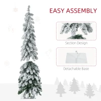 HOMCOM 4' Artificial Slim Christmas Trees, with Snow Frosted Branches, Warm White or Colorful LED Lights, Downswept Shape(m-8)