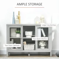 HOMCOM Sideboard Buffet Cabinet with Removable Wine Rack, Tempered Glass Door and Adjustable Shelves, Coffee Bar Cabinet for Living Room, Kitchen, Entryway, Gray(m-5)