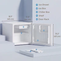 HOMCOM 1.62 Cu Ft Single Door Mini Fridge, Compact Refrigerator with Freezer, Adjustable Thermostat, White(m-3)