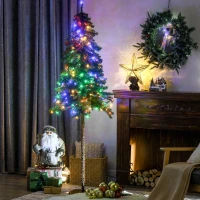 HOMCOM 6' Artificial Christmas Trees, with Warm White or Colorful LED Lights, Pencil Shape, Steel Base(m-10)