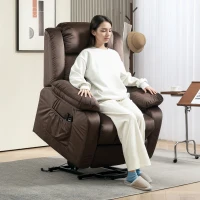 HOMCOM Power Lift Recliner Chair for Elderly, Electric Lift Chair with Massage and Heat, Remote Control, Brown(m-2)