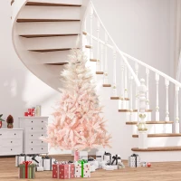 HOMCOM 7ft Unlit Spruce Artificial Christmas Tree with Realistic Branches and 1000 Tips, Pink(m-10)
