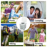 HOMCOM Outdoor Portable Travel Toilet Flushable Tank with Level Indicator  3 Way Pistol for Camping Boating Roadtripping 5.3 Gallon (20L)(m-9)