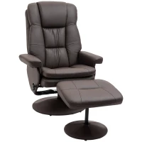 HOMCOM PU Leather Recliner Chair with Ottoman, Swivel Recliner and Ottoman with Round Wrapped Base for Living Room, Brown(m-1)