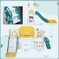 Qaba 9 in 1 Toddler Slide for Kids Age 1-3 Years with Basketball Hoop, Climber, Telescope, Tunnel, Steering Wheel, Aisle(m-3)