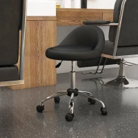 HOMCOM Salon Stool, Adjustable Rolling Stool, Black(m-1)
