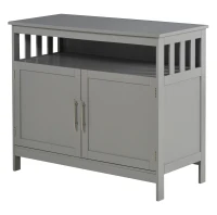 HOMCOM Kitchen Sideboard, Buffet Cabinet, Wooden Storage Console Table with 2-Level Cabinet and Open Shelf, Gray(m-11)