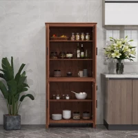 HOMCOM 64" 4-Door Kitchen Pantry, Freestanding Storage Cabinet with 3 Adjustable Shelves for Kitchen, Brown(m-9)