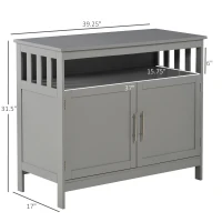 HOMCOM Kitchen Sideboard, Buffet Cabinet, Wooden Storage Console Table with 2-Level Cabinet and Open Shelf, Gray(m-3)