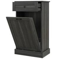 HOMCOM Kitchen Tilt Out Trash Bin Cabinet, Free Standing Recycling Cabinet, Trash Can Holder with Drawer, Charcoal Grey(m-2)