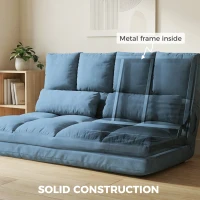 HOMCOM Convertible Recliner Sofa, Folding Floor Sofa Chair with Adjustable Backrest and Headrest, Blue(m-7)