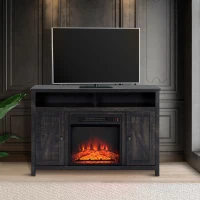 HOMCOM Electric Fireplace TV Stand for TV's up to 50" Flat Screen, Living Room Media Entertainment Console with Doors, Shelves, Cable Hole, Espresso(m-13)