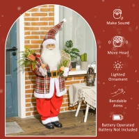 HOMCOM Life Size Singing and Dancing Santa Claus, Standing Animated Santa Claus with Posable Arms, Sack, Sound Activated(m-6)