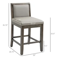 HOMCOM Counter Height Bar Stools Set of 2, Bar Chairs with Wood Legs, Grey(m-3)