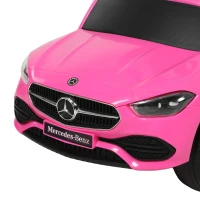 Qaba 3 in 1 Toddler Push Car Licensed Mercedes-Benz with Push Handle, Canopy, Guardrails, Horn, Music for 18-36 Months, Pink(m-10)