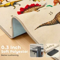 Qaba Large Play Mat 79" x 59", Crawling Mat for Toddlers, Living Room and Bedroom with Dinosaur Pattern, Khaki(m-4)