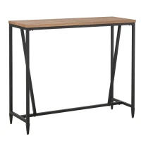 HOMCOM 47.75 Inch Bar Table with Metal Legs, Rustic Industrial Pub Table with Large Tabletop for Home Bar, Kitchen or Dining Room, Brown(m-3)