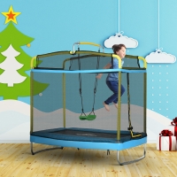 Qaba 6.9FT Kids Trampoline with Safety Net, Gymnastics Bar, Swing, Toddler Trampoline for 3-6 Years Old Outdoor