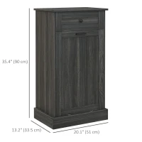HOMCOM Kitchen Tilt Out Trash Bin Cabinet, Free Standing Recycling Cabinet, Trash Can Holder with Drawer, Charcoal Grey(m-3)
