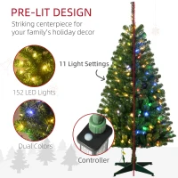 HOMCOM 5' Artificial Prelit Christmas Trees with Warm White or Colorful LED Lights, Auto Open(m-4)