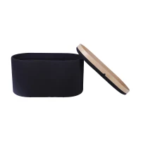 Multi-Functional Storage Ottoman with Reversible Tray Top, Versatile Seat for Living Rooms, 30" L x 15.5" W x 16.5" H, Black(m-9)