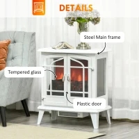 HOMCOM Electric Fireplace Heater, Freestanding Fireplace Stove with Realistic LED Log Flames and Overheating Safety Protection, 1400W, White(m-8)
