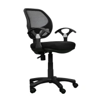 Breathable Office Chair with Contoured Fabric Seat Cushion and Contoured Armrests, Task Chair for Offices, 23.5" L x 22.5" W x 35" H, Black(m-6)