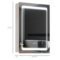 kleankin Wall-Mounted Plug-In Bathroom Organizer with 3 Storage Shelves, LED Lighted Medicine Cabinet with Mirror(m-3)