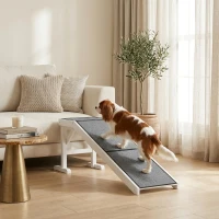 PawHut 60" Pet Ramp for Dogs & Cats with Non-Slip Carpet, White(m-10)