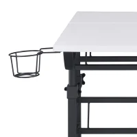 Mobile Writing Desk with Height Adjustment and Headphone Hook, Compact Worktable for Offices and Study Rooms, 35″ L x 23.5″ W x 28″ H, White(m-5)