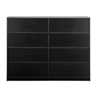 Roomy 8-Drawer Dresser with Water-Resistant Top, Ideal Storage Chest for Bedrooms, Living Rooms, TV Stand, 44.5" L x 16" W x 34.5" H, Black(m-2)
