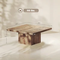 HOMCOM Square Coffee Table, Center Table with 1.6" Thick Tabletop, Light Brown(m-3)