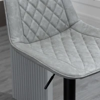 HOMCOM Adjustable Bar Stools Set of 2, Counter Height Barstools with Swivel Seat Round Steel Base and Footrest for Kitchen Counter Dining Room Pub, ‎Grey(m-10)