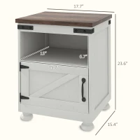 HOMCOM Side Table with Storage, End Table with Open Shelf, Cupboard and Wood Legs, Modern and Farmhouse Style, White(m-3)