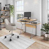 Compact Computer Desk with Slide-Out Keyboard Tray and Printer Shelf, Modern Writing Table for Home Office, 43" L x 19.5" W x 30" H, Cherry(m-1)