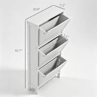 HOMCOM Modern Shoe Storage Cabinet with 3 Flip Drawers and Louvered Doors for 6 Pairs of Shoes, White(m-3)
