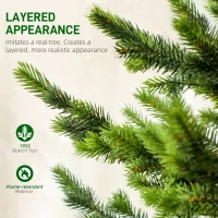 HOMCOM 6.5ft Artificial Prelit Sparse Cedar Christmas Tree with LED Lights and 1933 Tips, Steel Base for Home Office Holiday(m-6)